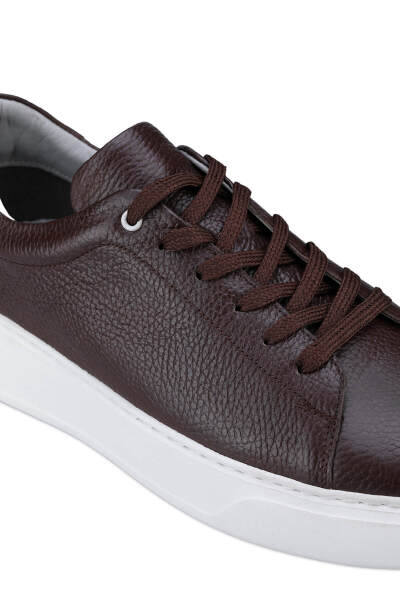 Kahverengi Bağcıklı %100 Hakiki Deri Casual Ayakkabı - 4