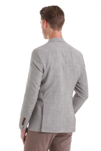 Kahverengi Comfort Fit Desenli Mono Yaka Klasik Ceket - 7