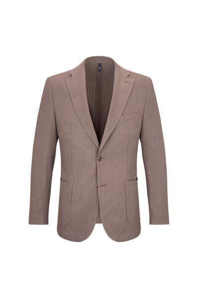 Kahverengi Comfort Fit Mono Yaka Klasik Ceket - 1
