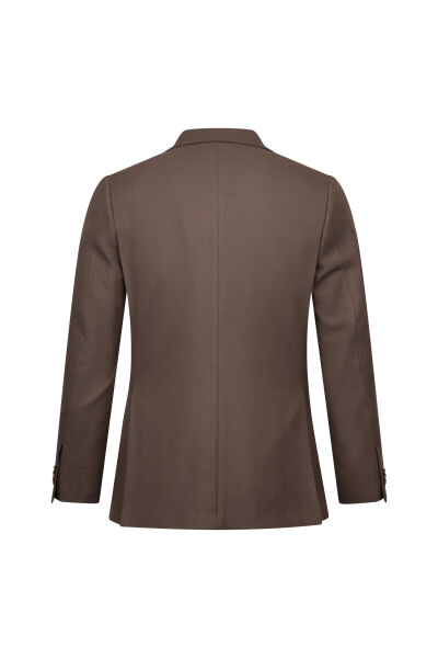 Kahverengi Comfort Fit Sivri Yaka Desenli Klasik Ceket - 2