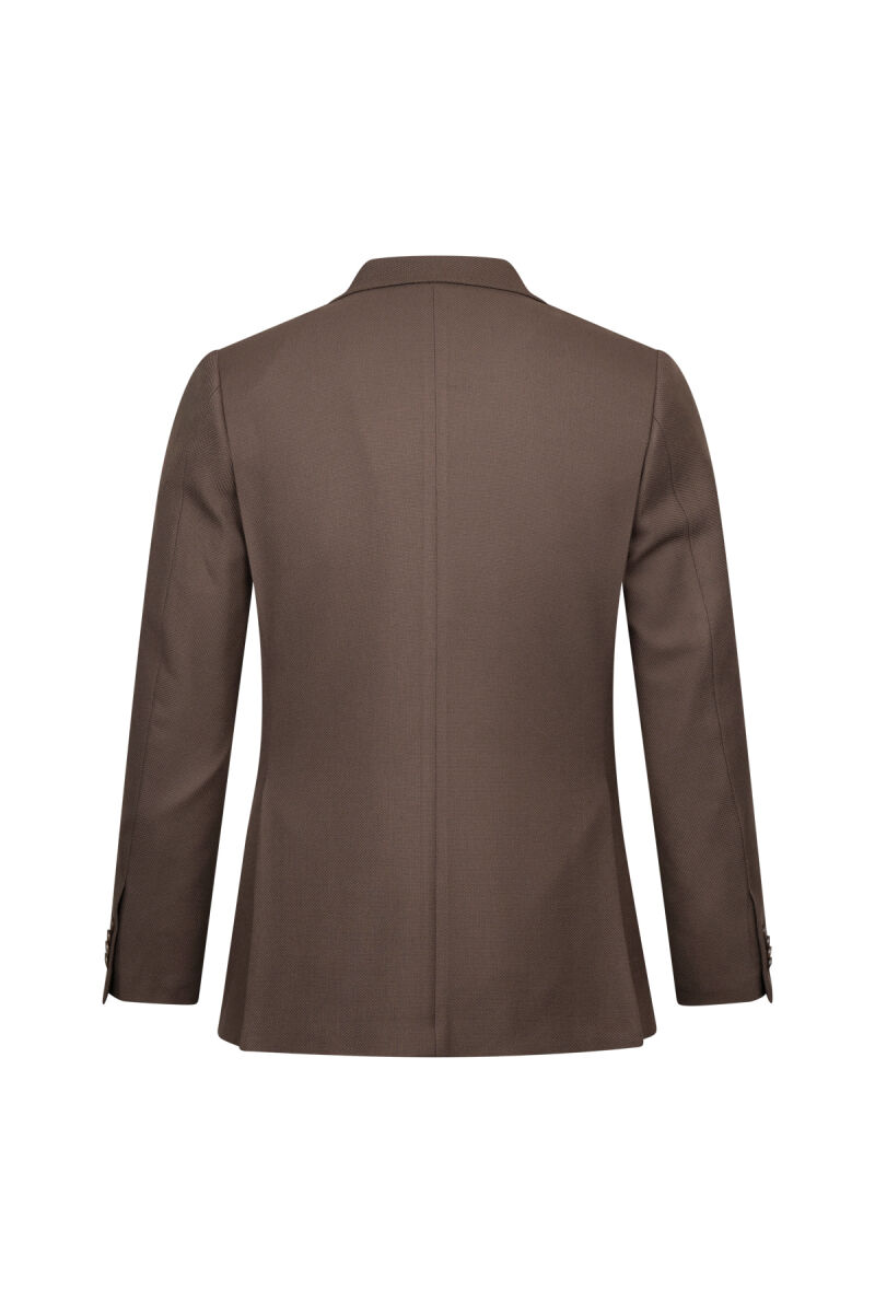 Kahverengi Comfort Fit Sivri Yaka Desenli Klasik Ceket - Hatemoğlu (1)