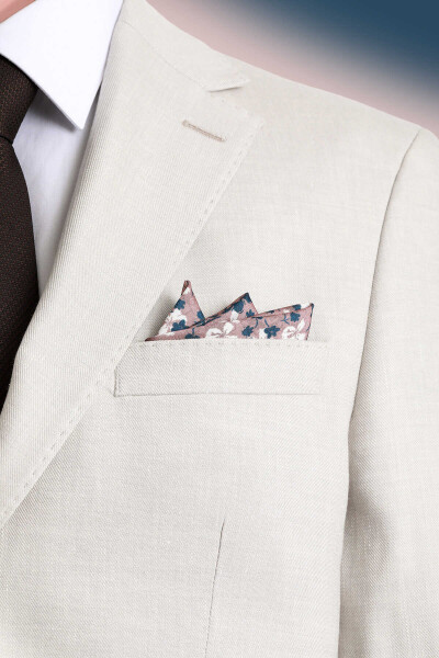 Kahverengi Desenli Klasik Saten Cep Mendili - 4