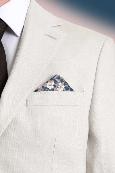 Kahverengi Desenli Klasik Saten Cep Mendili - 5