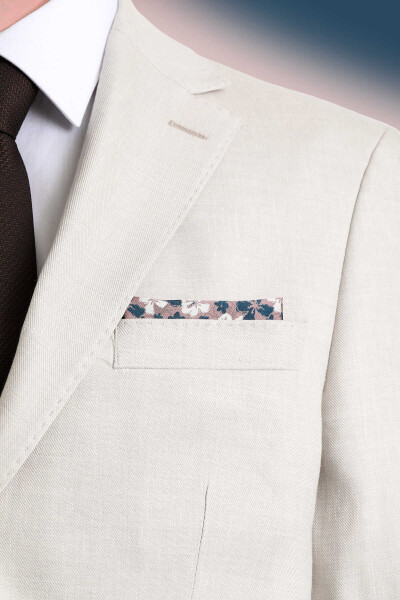 Kahverengi Desenli Klasik Saten Cep Mendili - 6