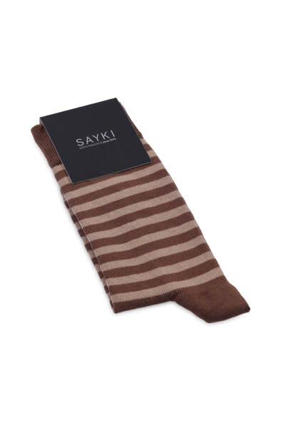 Kahverengi Desenli Pamuklu Soket Çorap 