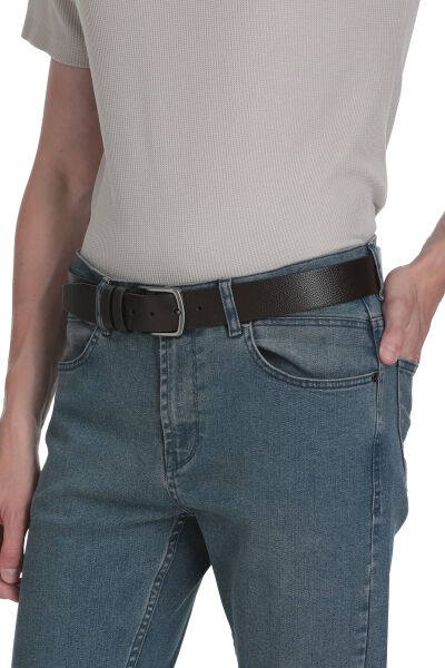 Kahverengi Erkek Deri Spor Kemer - 4