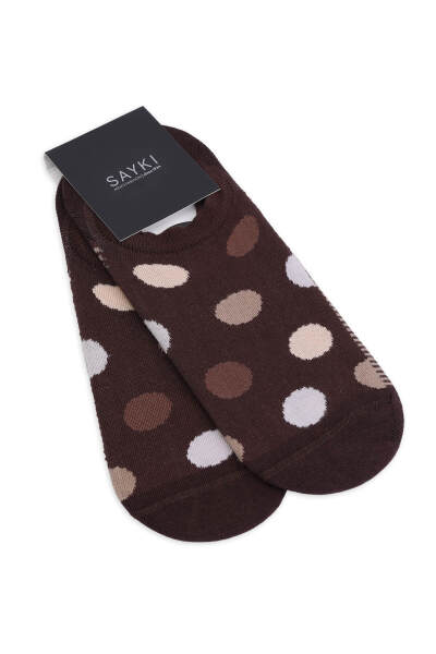 Kahverengi İkili Puantiyeli Pamuklu Babet Çorap - 1