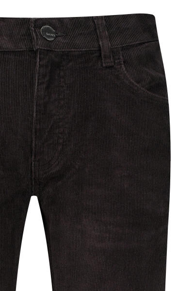 Kahverengi Rahat Kesim 5 Cep Pamuklu Casual Kadife Pantolon - 2