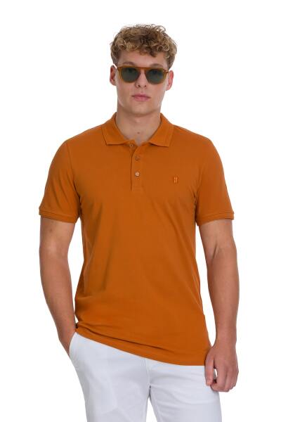 Kahverengi Regular Fit 100% Pamuklu Polo Yaka Tişört 