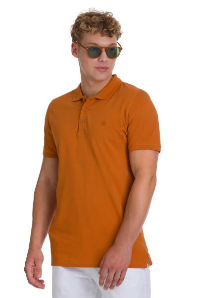 Kahverengi Regular Fit 100% Pamuklu Polo Yaka Tişört - 3