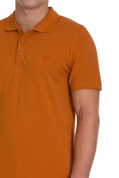 Kahverengi Regular Fit 100% Pamuklu Polo Yaka Tişört - 4
