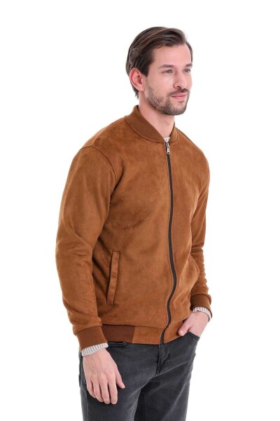 Kahverengi Regular Fit Düz Bomber Yaka Mevsimlik Mont - 9
