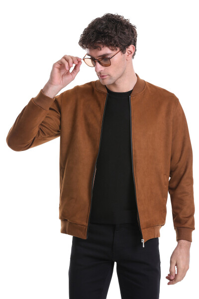 Kahverengi Regular Fit Bomber Yaka Mevsimlik Mont - 3