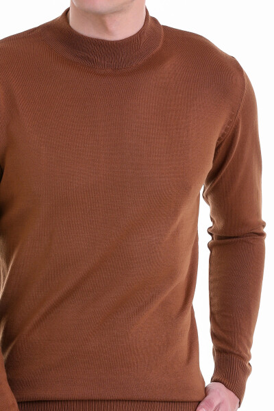 Tütün Comfort Fit Yarım Balıkçı Yaka Yünlü Kazak - 5