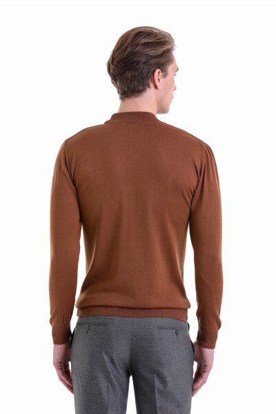 Tütün Comfort Fit Yarım Balıkçı Yaka Yünlü Kazak - 6