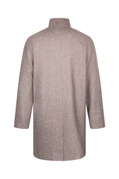 Kahverengi Regular Fit Hakim Yaka Yünlü Kaşe Palto - 2