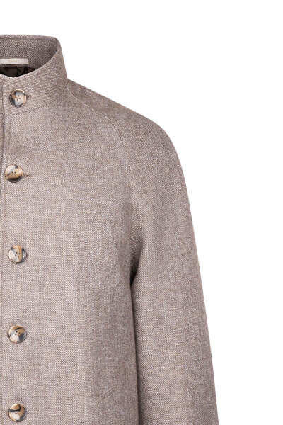 Kahverengi Regular Fit Hakim Yaka Yünlü Kaşe Palto - 3