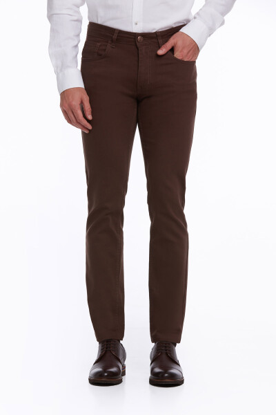 Kahverengi Regular Fit Pamuklu 5 Cep Kot Pantolon - 1