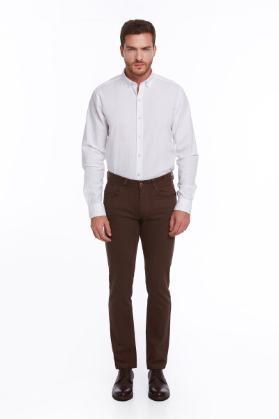 Kahverengi Regular Fit Pamuklu 5 Cep Kot Pantolon - 9