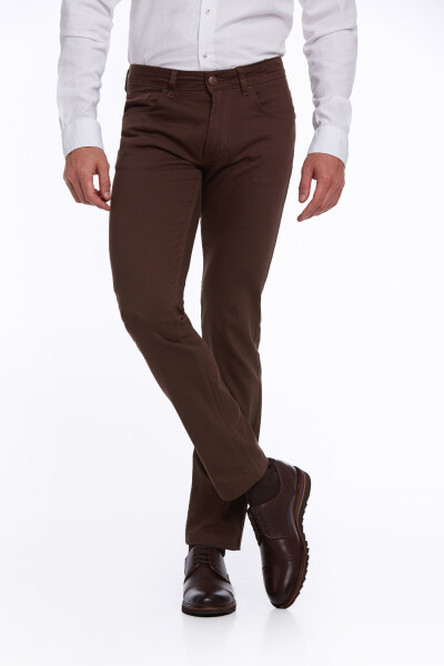 Kahverengi Regular Fit Pamuklu 5 Cep Kot Pantolon - 4