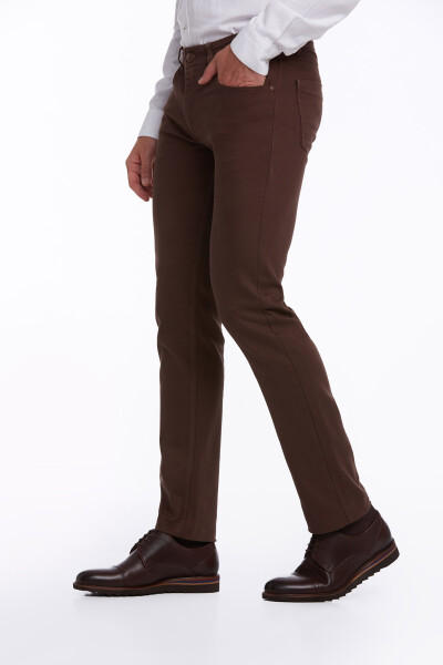 Kahverengi Regular Fit Pamuklu 5 Cep Kot Pantolon - 6