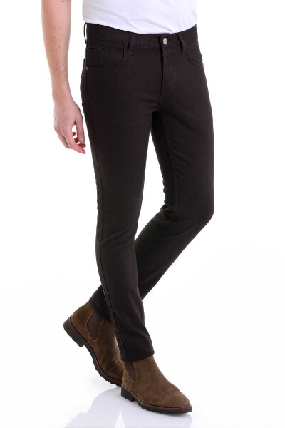 Kahverengi Slim Fit Desenli Pamuklu 5 Cep Kanvas Pantolon - 2