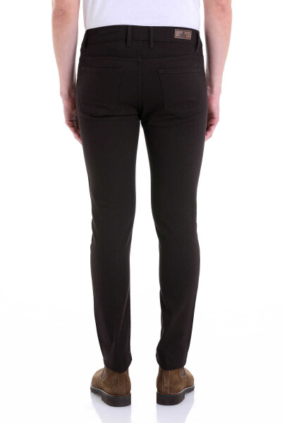 Kahverengi Slim Fit Desenli Pamuklu 5 Cep Kanvas Pantolon - 5