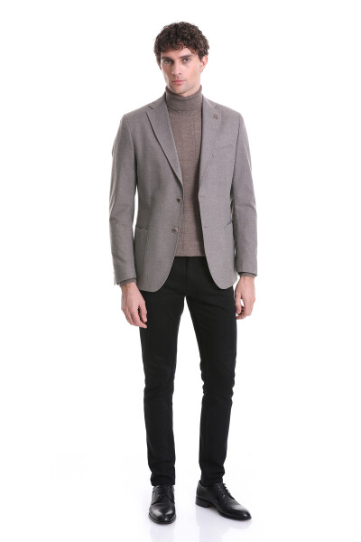 Kahverengi Slim Fit Mono Yaka Casual Ceket - 2