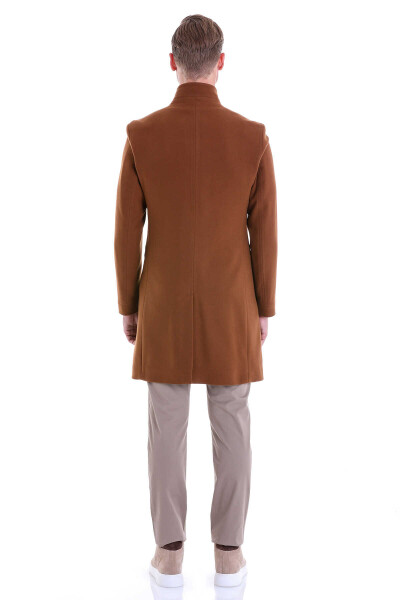 Tütün Regular Fit Mono Yaka Palto - 5