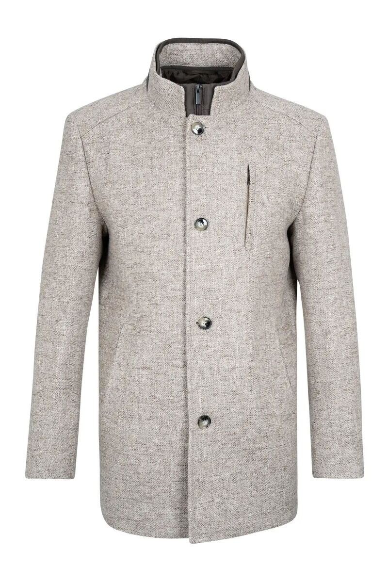 Kahverengi Slim Fit Hakim Yaka Yünlü Kaşe Palto - Saykı