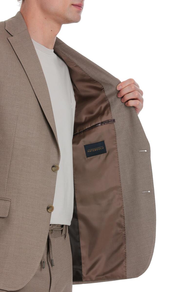 Kahverengi Slim Fit Mono Yaka Klasik Takım Elbise - Hatemoğlu (1)