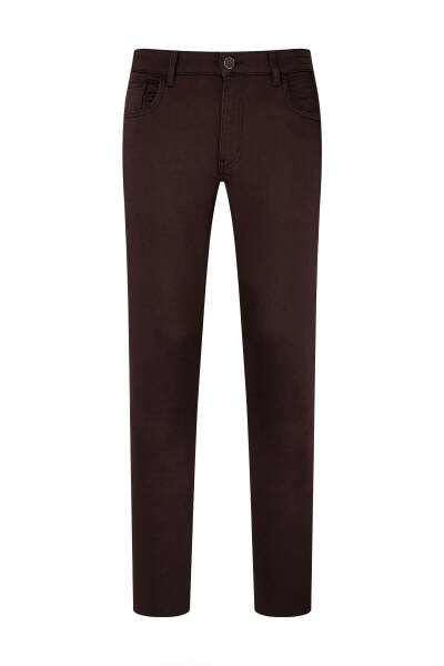 Kahverengi Slim Fit Pamuklu 5 Cep Kanvas Pantolon 