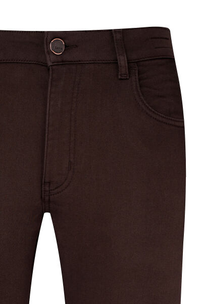 Kahverengi Slim Fit Pamuklu 5 Cep Kanvas Pantolon - 2