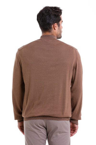 Tütün Regular Fit Düz 100% Pamuk Yarım Balıkçı Yaka Triko Kazak - 7