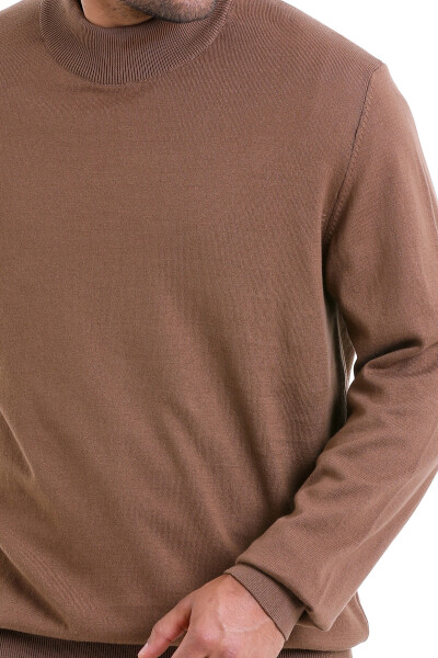 Tütün Regular Fit Düz 100% Pamuk Yarım Balıkçı Yaka Triko Kazak - 10