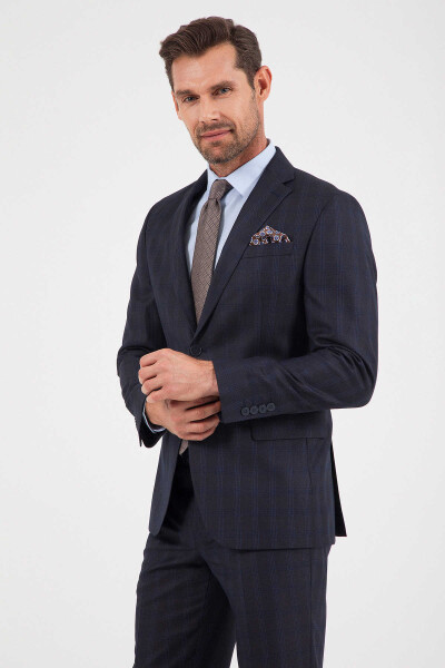 Kareli Klasik Lacivert Takım Elbise - 2