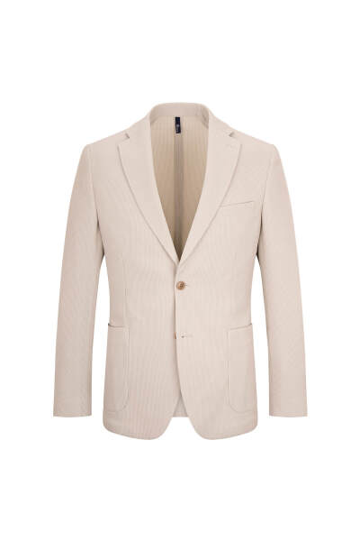 Keten Comfort Fit Mono Yaka Klasik Ceket - 1