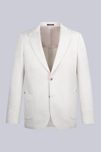 Keten Comfort Fit Mono Yaka Klasik Ceket - 1