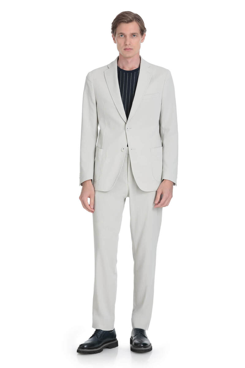 Keten Slim Fit Mono Yaka Casual Takım Elbise - HTML