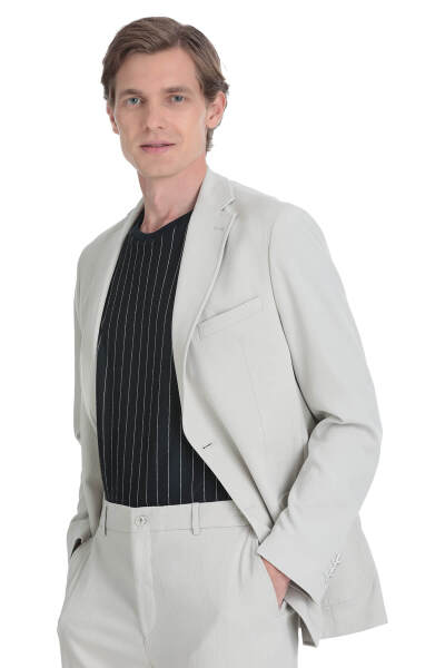 Keten Slim Fit Mono Yaka Casual Takım Elbise - 2