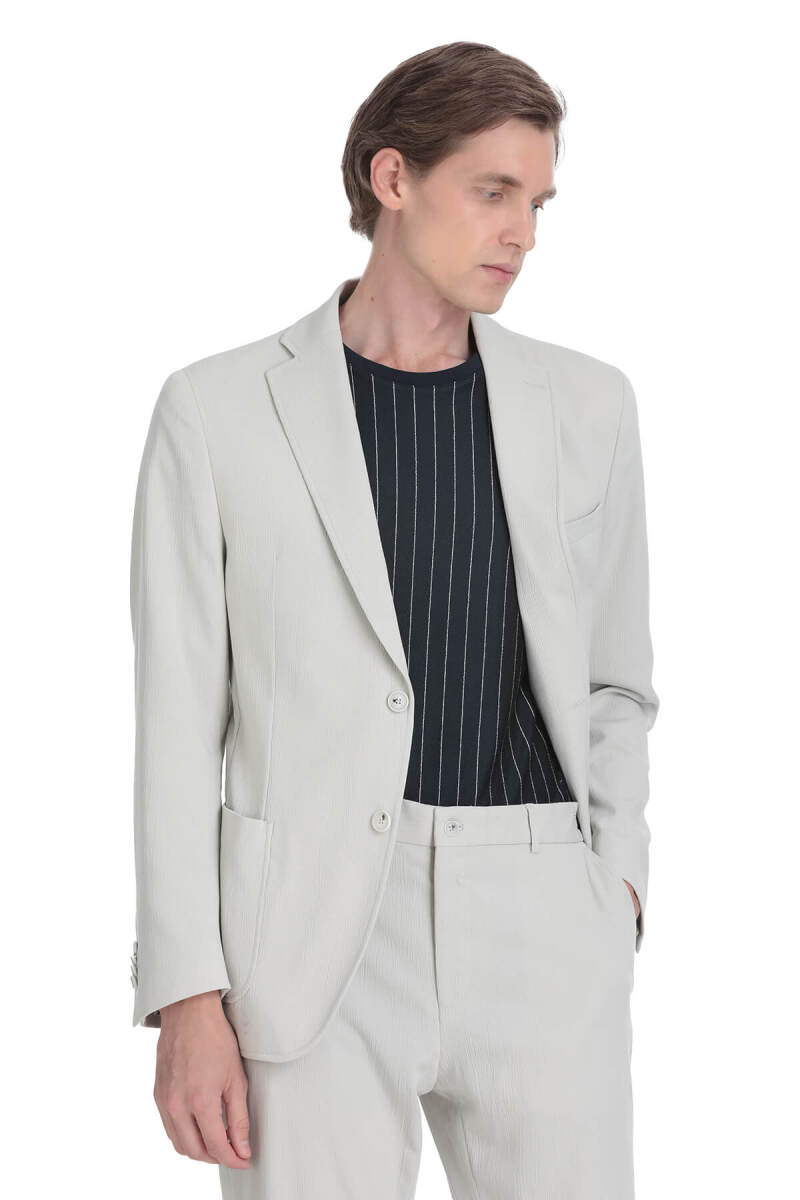 Keten Slim Fit Mono Yaka Casual Takım Elbise - HTML (1)