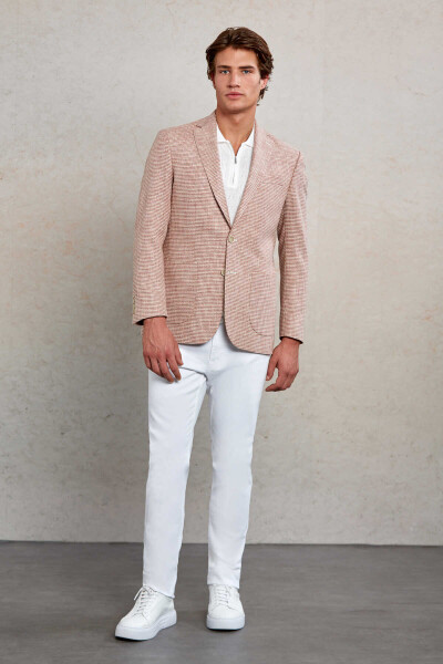 Kiremit Comfort Fit Desenli Mono Yaka Casual Ceket - 2