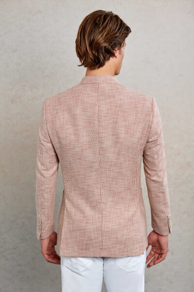 Kiremit Comfort Fit Desenli Mono Yaka Casual Ceket - 7