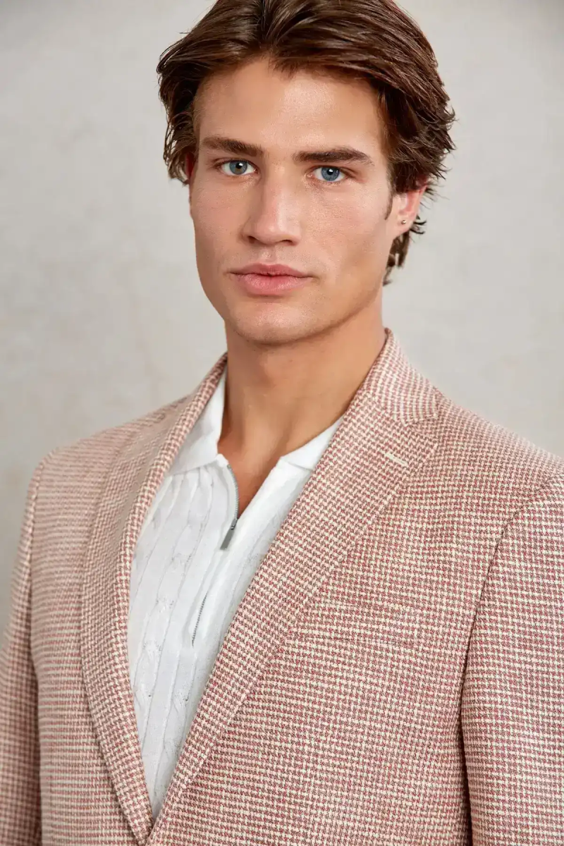 Kiremit Comfort Fit Desenli Mono Yaka Casual Ceket - Hatem Saykı (1)