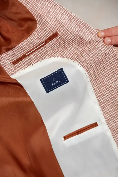 Kiremit Comfort Fit Desenli Mono Yaka Casual Ceket - 6