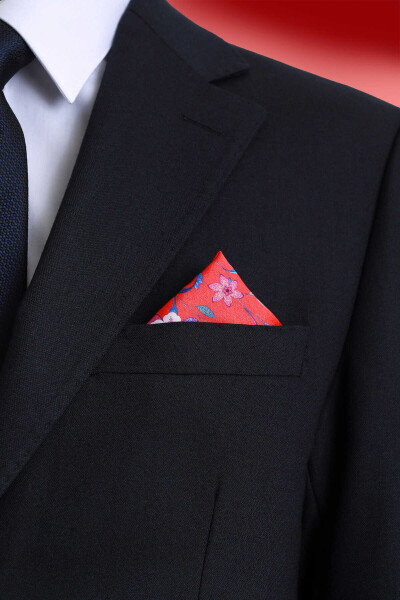 Kiremit Desenli Klasik Saten Cep Mendili - 2