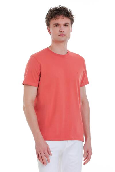 Kiremit Regular Fit Bisiklet Yaka Pamuklu Tişört 