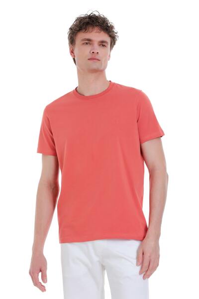 Kiremit Regular Fit Bisiklet Yaka Pamuklu Tişört - 3