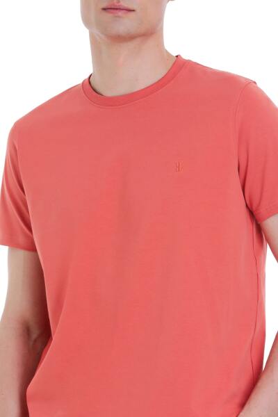 Kiremit Regular Fit Bisiklet Yaka Pamuklu Tişört - 4