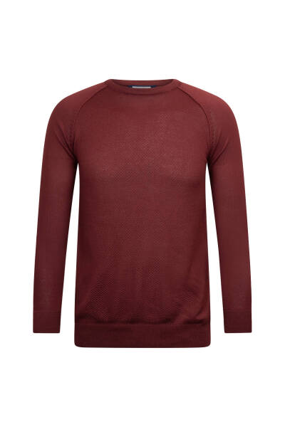 Kiremit Regular Fit Bisiklet Yaka Yünlü Triko Kazak - 1